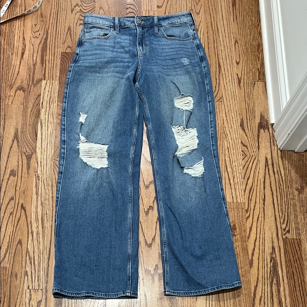 Hollister Blue Distressed Wide Leg Jeans
